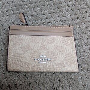 Coach Skinny ID Case Sand/Taupe Signature Canvas - Excellent Condition